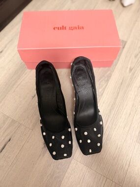 Cult Gaia Winnie Pearl-Embellished Square-Toe Pumps